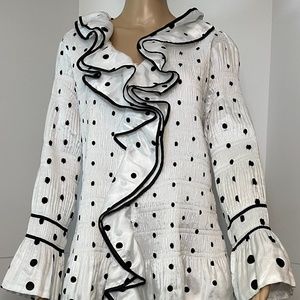 Jerry.T White and Black PolkaDot Dress, L